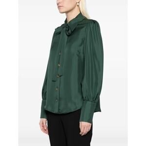 NWT Zimmermann Pine Green Long Sleeve Illustraition Blouson Top Womens 2 Petite